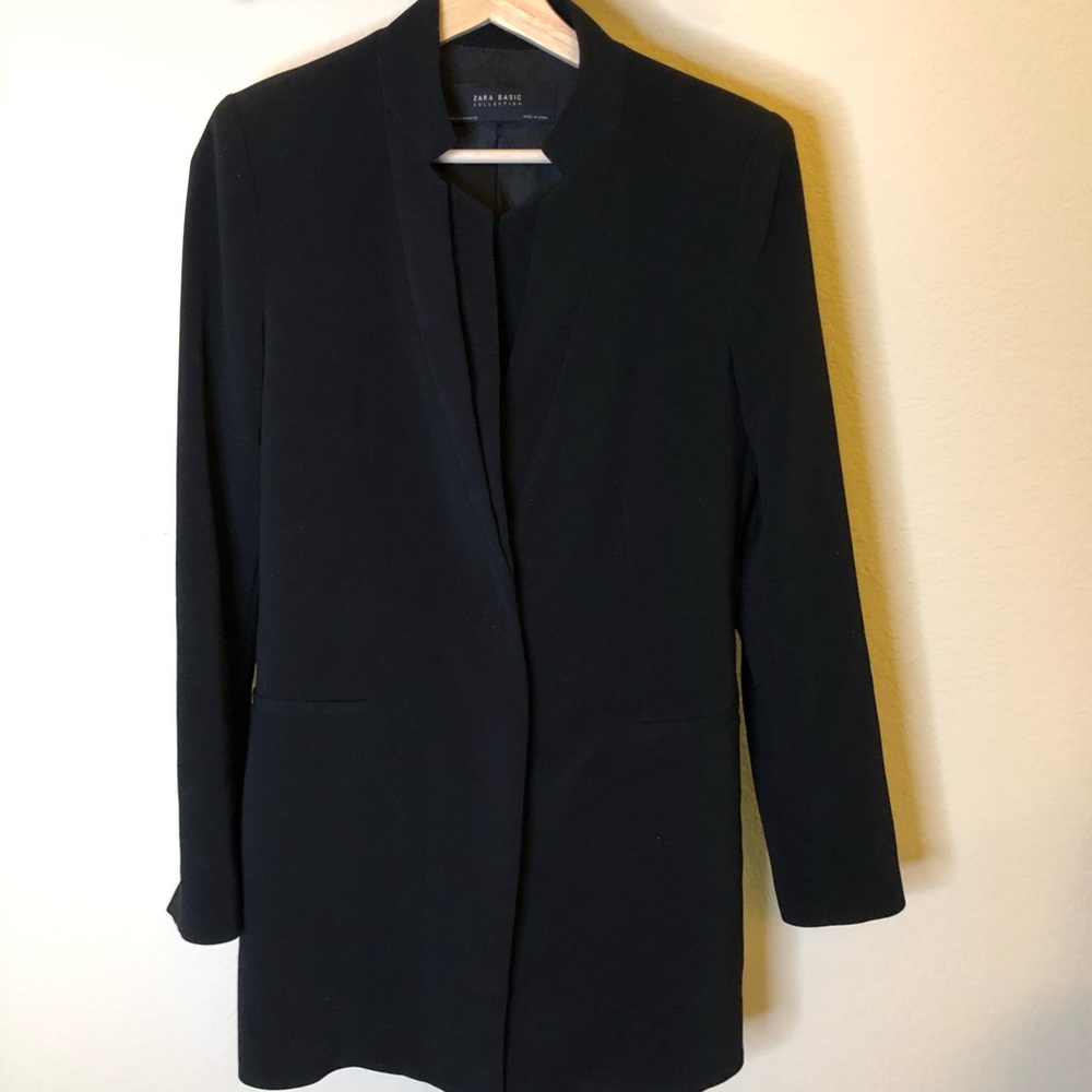 Zara Basic classic long black blazer, Size M